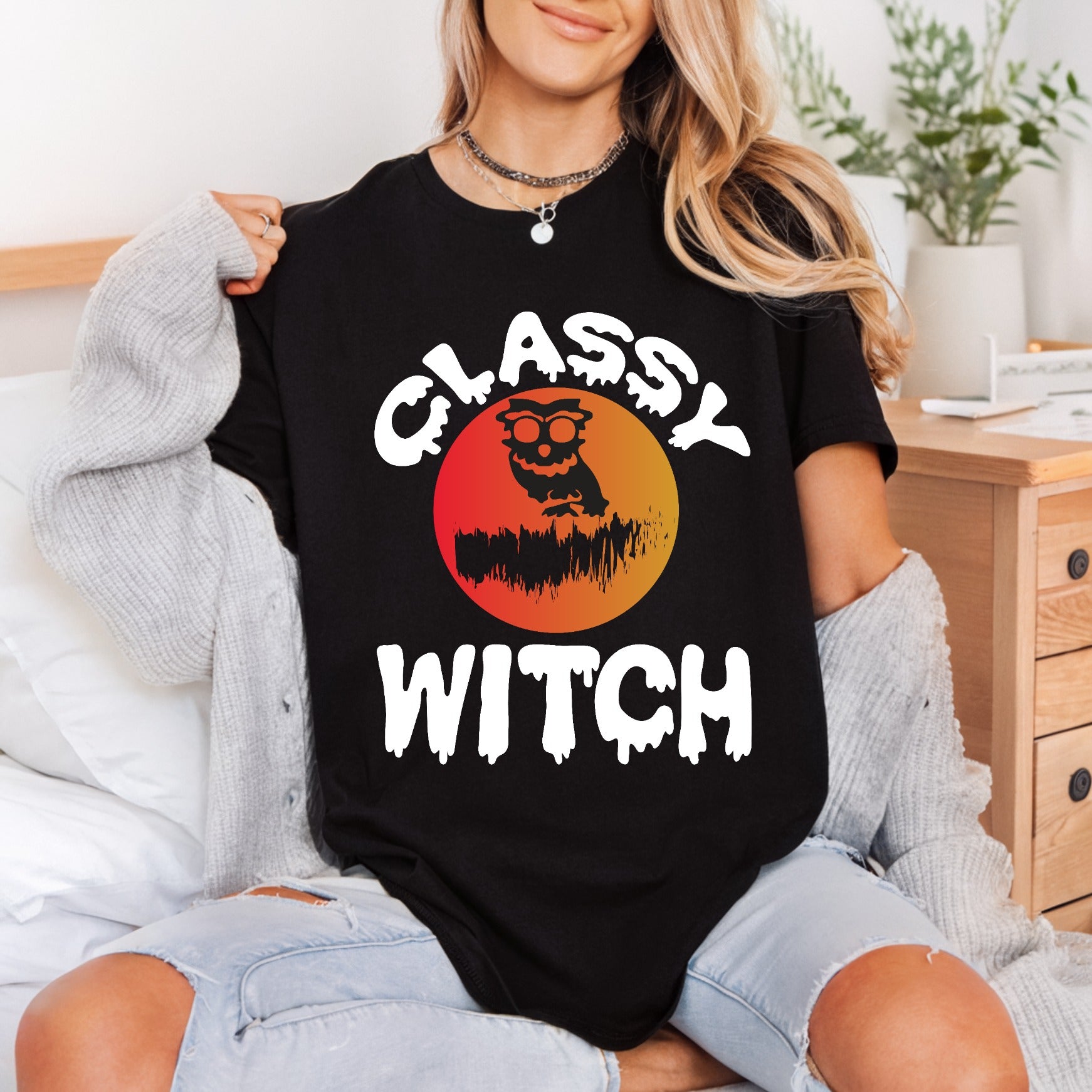 Classy Witch Owl Halloween Halloween Ready to Press DTF Transfer for Dtf