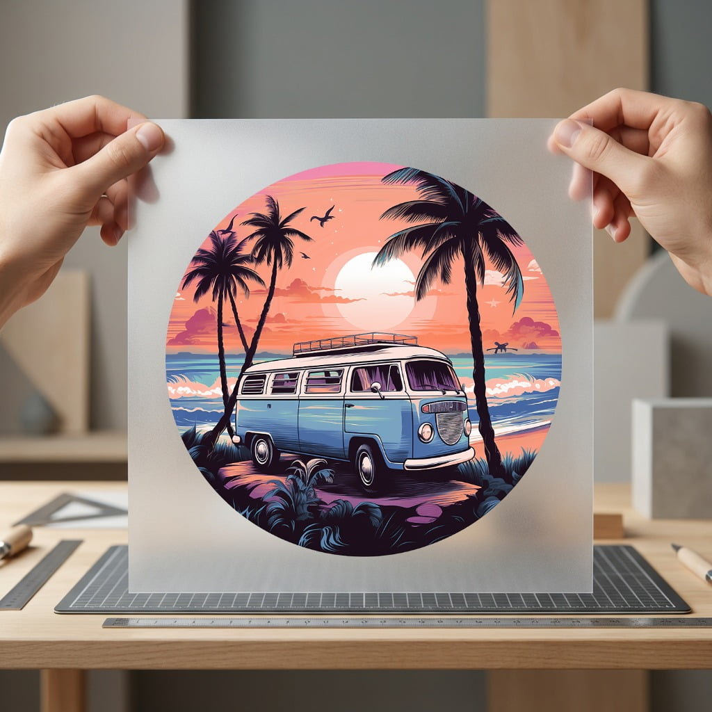 Coastal Van Sunset Retro Retro Ready to Press DTF Transfer for Dtf