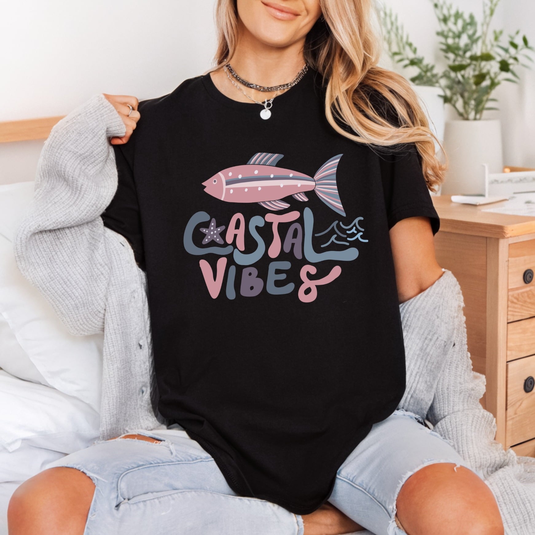 Coastal Vibes Fish Waves Beach & Ocean Collection Cute Animals Collection Ready to Press DTF Transfer for Dtf