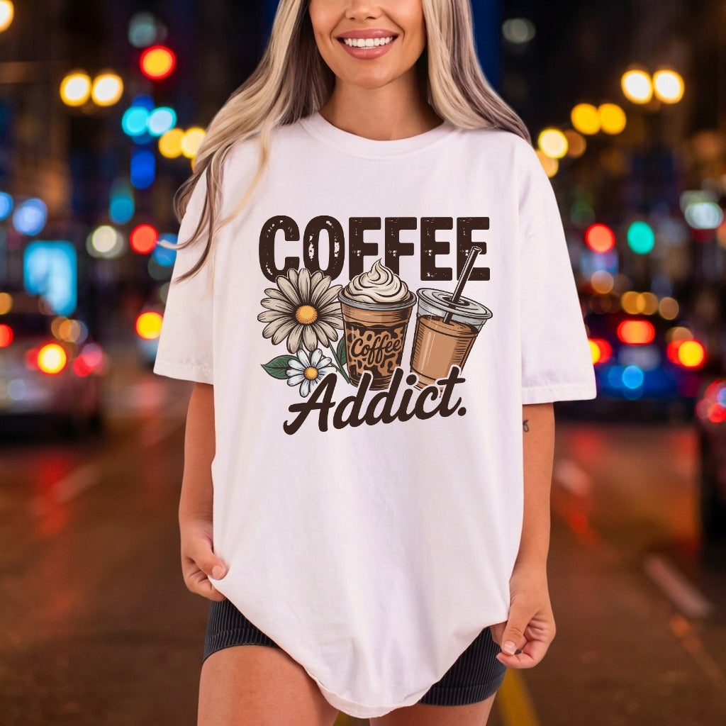 Coffee Addict Retro Daisy Funny Sarcastic Ready to Press DTF Transfer for Dtf