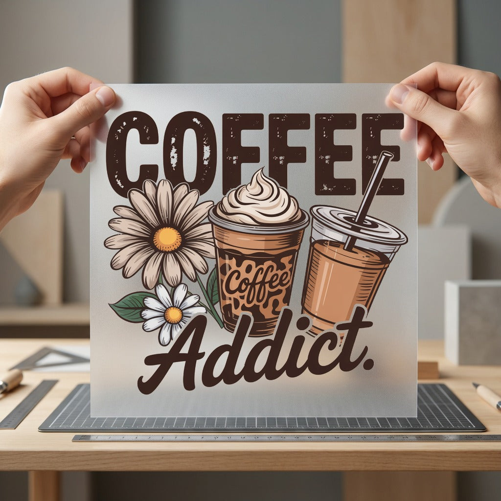 Coffee Addict Retro Daisy Funny Sarcastic Ready to Press DTF Transfer for Dtf