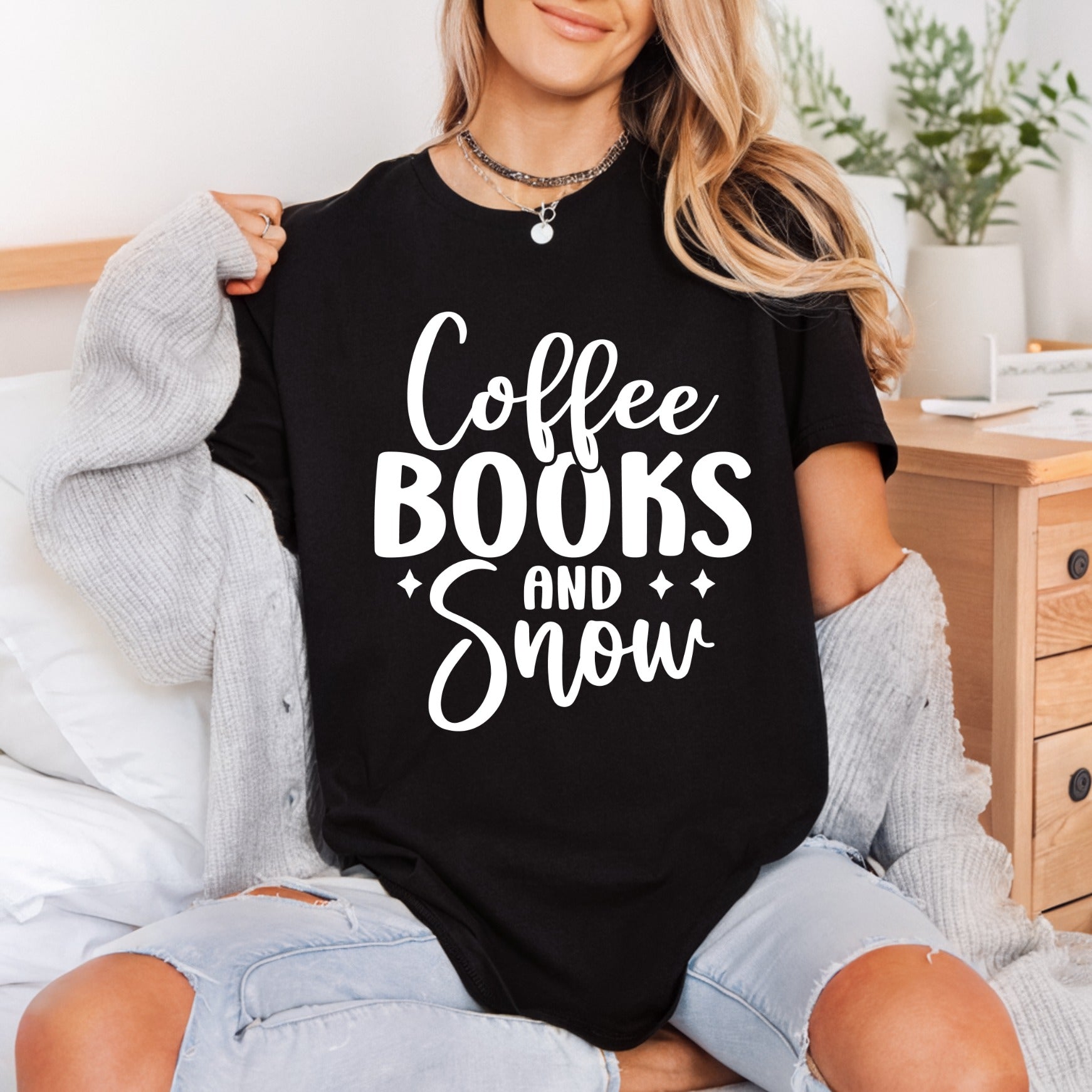 Coffee Books Snow Cozy Winter Ready to Press DTF Transfer for Dtf