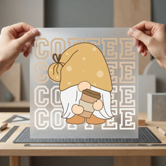 Coffee Gnome Drip Cozy Funny Sarcastic Ready to Press DTF Transfer for Dtf