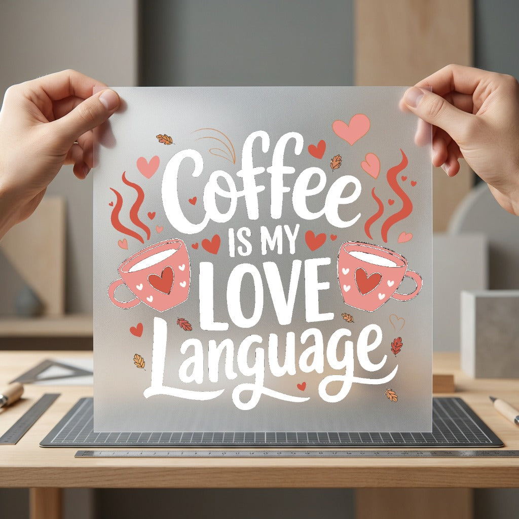 Coffee Love Language Cozy Valentine Ready to Press DTF Transfer for Dtf