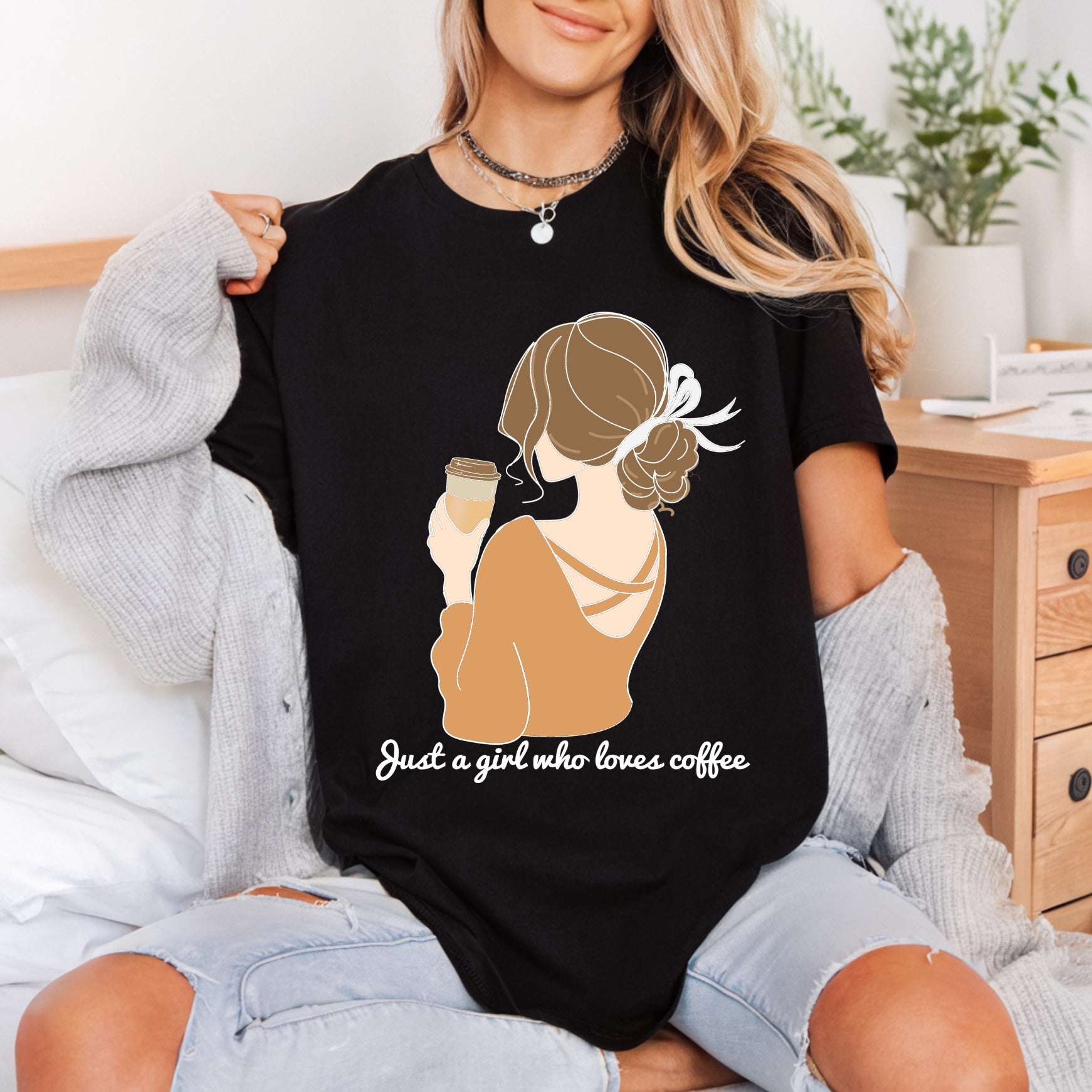 Coffee Lover Girl Cozy Aesthetic Ready to Press DTF Transfer for Dtf