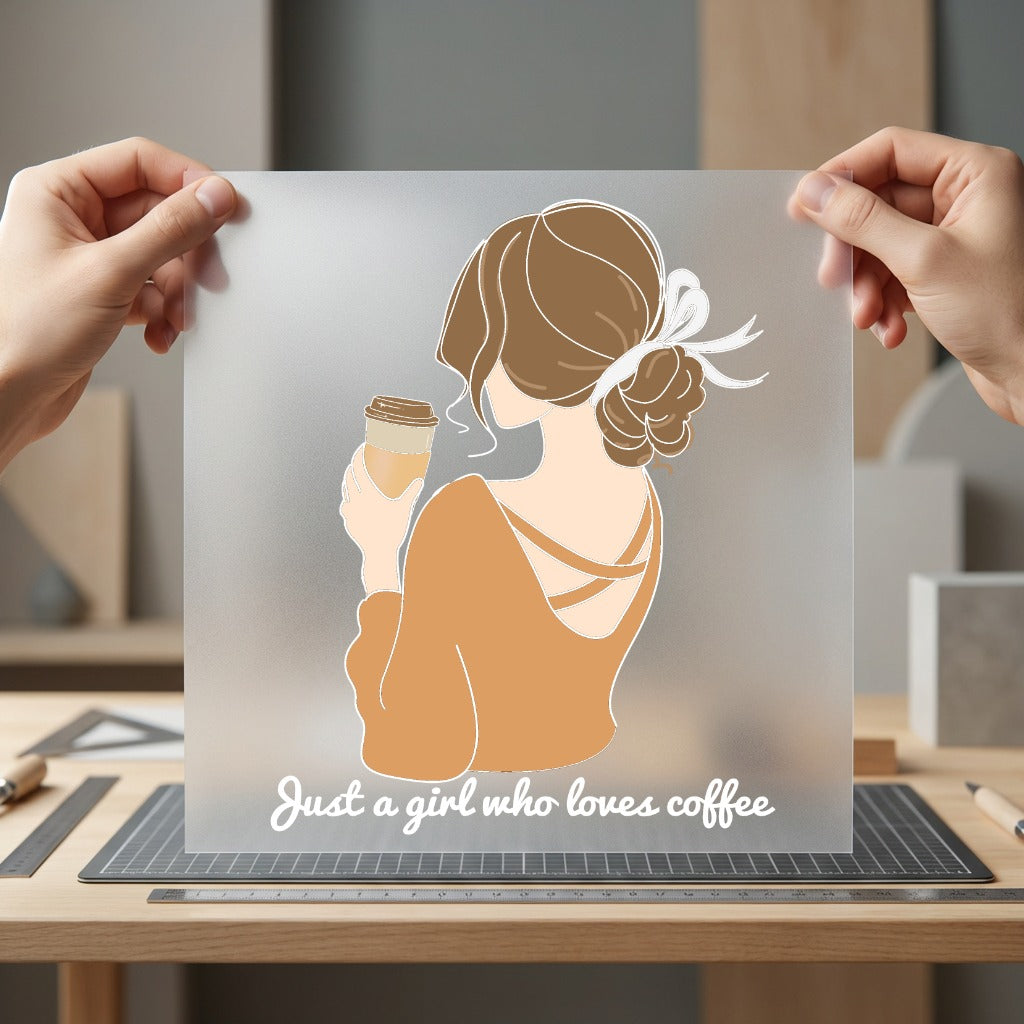 Coffee Lover Girl Cozy Aesthetic Ready to Press DTF Transfer for Dtf