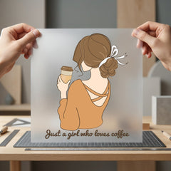 Coffee Lover Girl Cozy Aesthetic Ready to Press DTF Transfer for Dtf