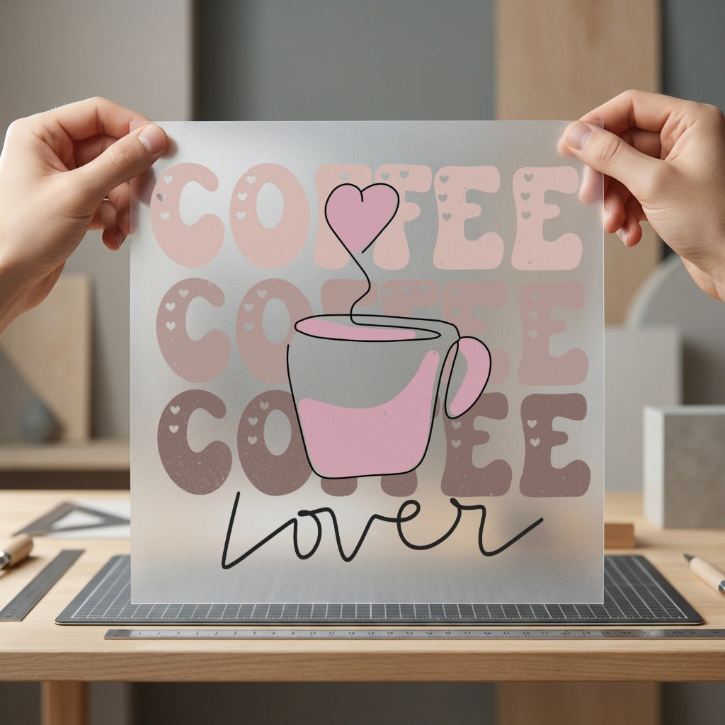 Coffee Lover Groovy Heart Funny Sarcastic Ready to Press DTF Transfer for Dtf