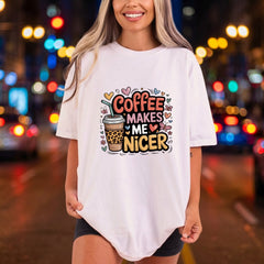 Coffee Makes Nicer Leopard Mom Funny Ready to Press DTF Transfer for Dtf