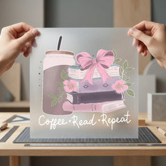 Coffee Read Repeat Cozy Floral Ready to Press DTF Transfer for Dtf