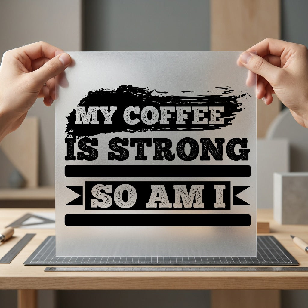 Coffee Strong Motivational Diy Funny Sarcastic Ready to Press DTF Transfer for Dtf