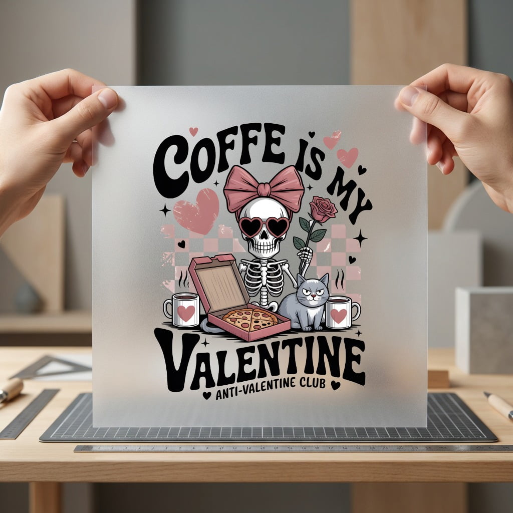 Coffee Valentine Anti-valentine Diy Halloween Valentine Ready to Press DTF Transfer for Dtf