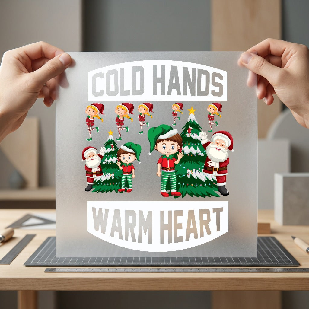 Cold Hands Warm Heart Christmas Winter Ready to Press DTF Transfer for Dtf