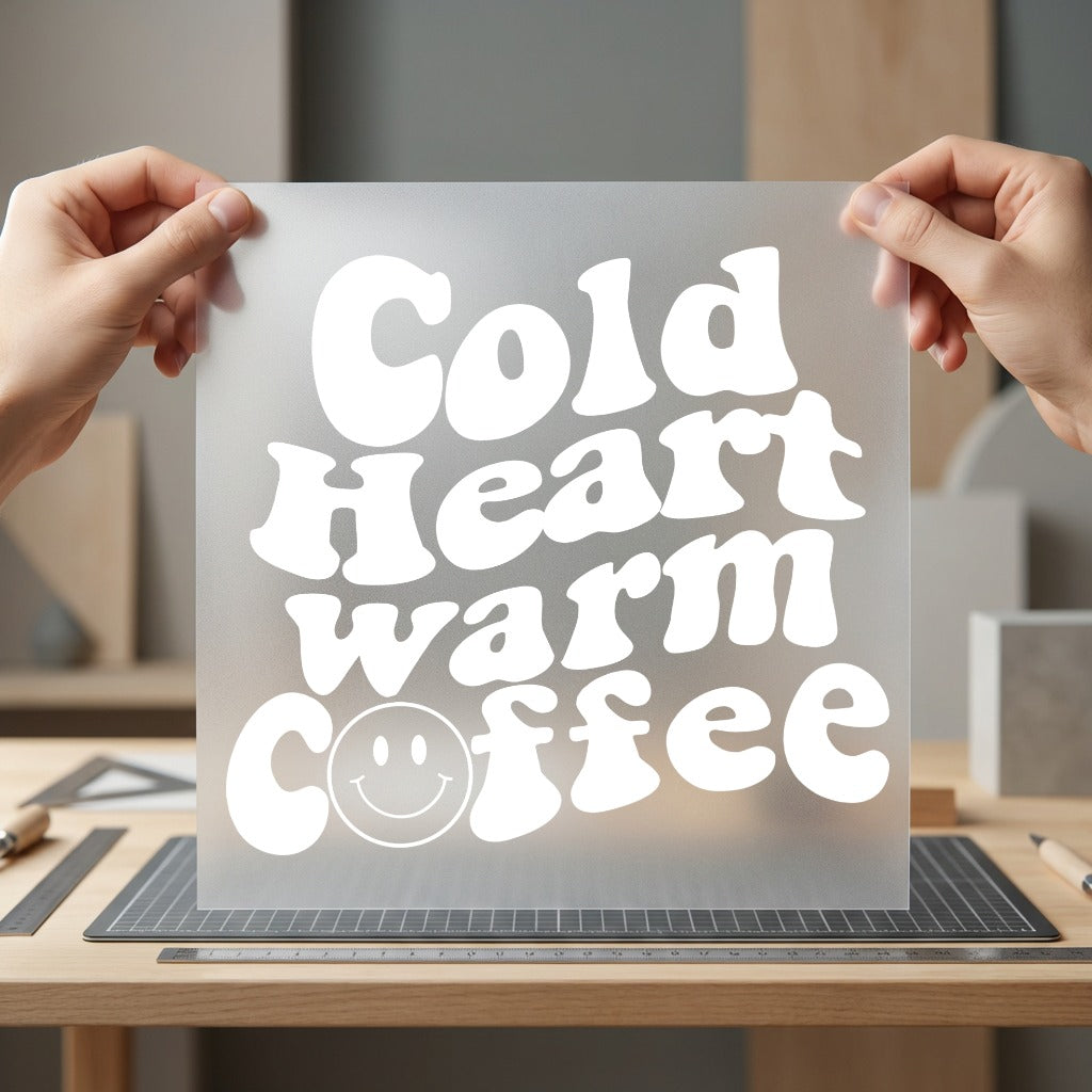 Cold Heart Warm Coffee Funny Sarcastic Ready to Press DTF Transfer for Dtf