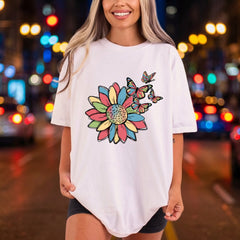 Colorful Sunflower Butterflies Boho Vintage Retro Ready to Press DTF Transfer for Dtf