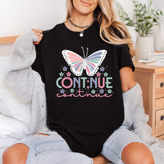 Continue Butterfly Pastel Motivational Aesthetic Butterfly Ready to Press DTF Transfer for Dtf