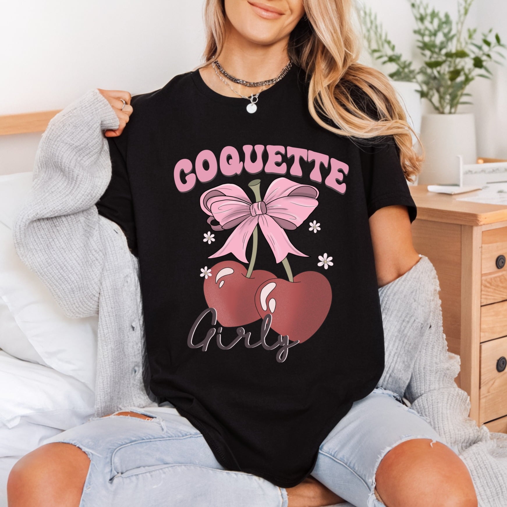 Coquette Girly Aesthetic Cherry Retro Aesthetic Ready to Press DTF Transfer for Dtf
