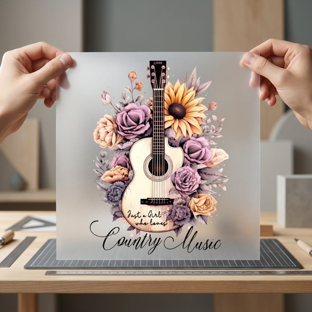 Country Music Guitar Floral Usa Vintage Ready to Press DTF Transfer for Dtf