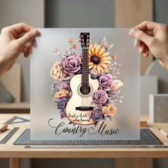 Country Music Guitar Floral Usa Vintage Ready to Press DTF Transfer for Dtf