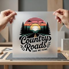 Country Roads Take Home Usa Vintage Ready to Press DTF Transfer for Dtf
