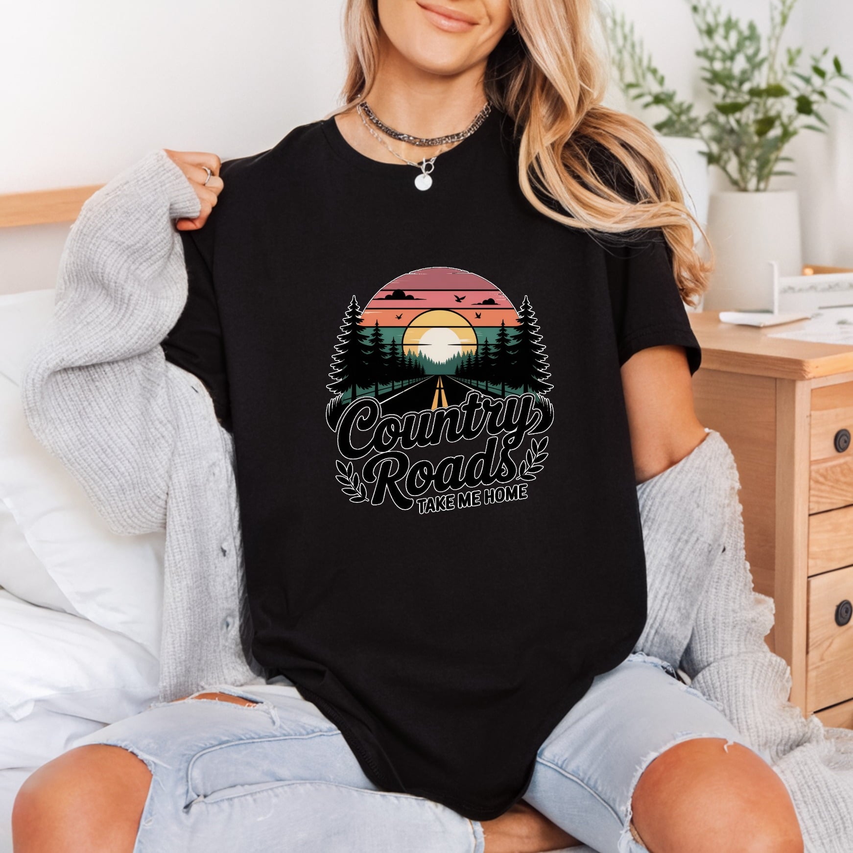 Country Roads Take Home Usa Vintage Ready to Press DTF Transfer for Dtf