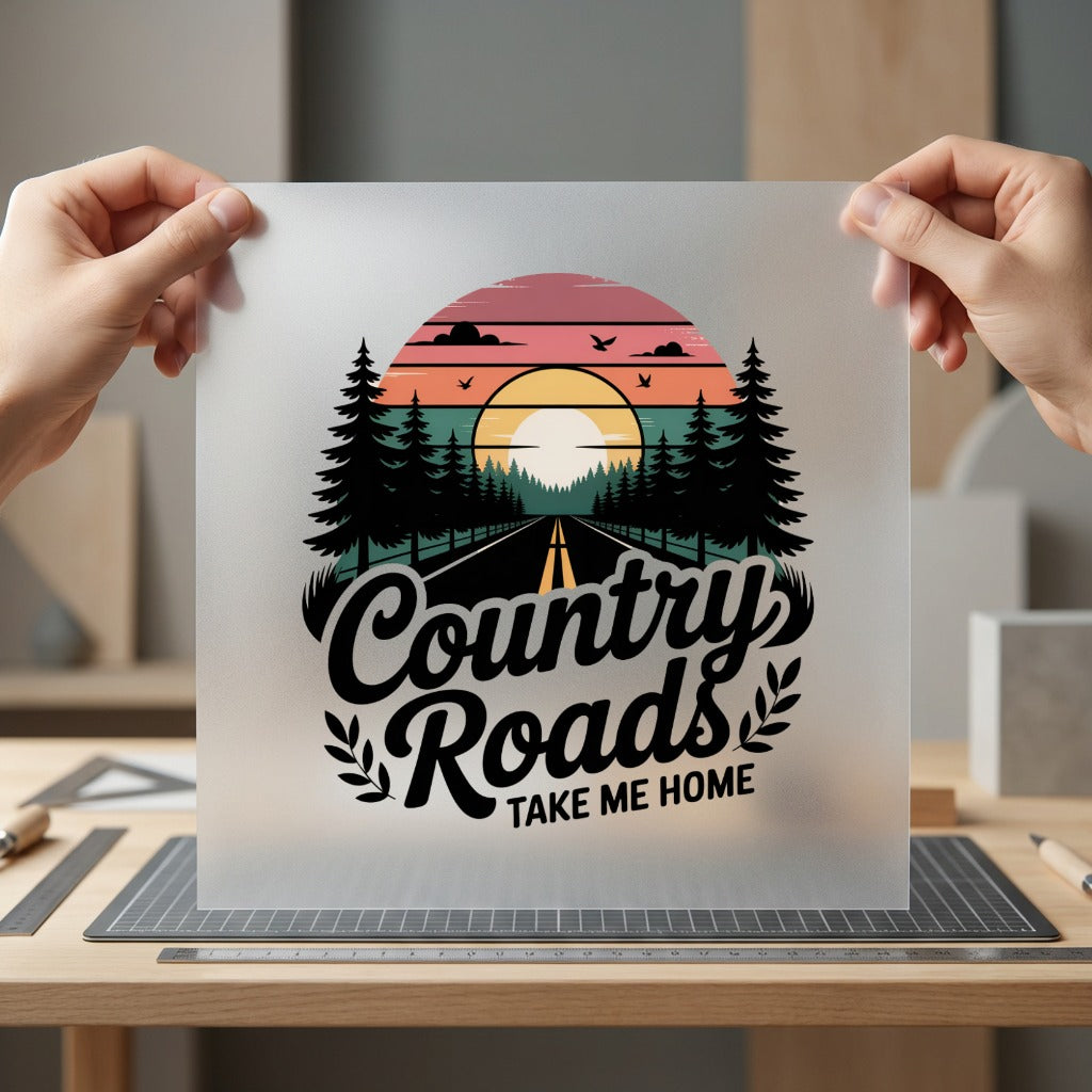 Country Roads Take Home Usa Vintage Ready to Press DTF Transfer for Dtf