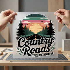 Country Roads Take Home Usa Vintage Ready to Press DTF Transfer for Dtf