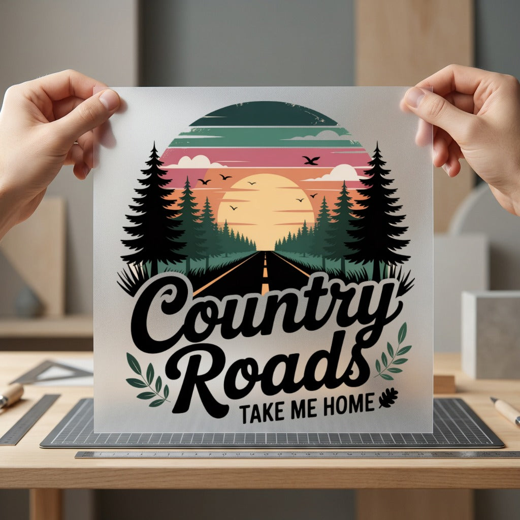 Country Roads Take Home Usa Vintage Ready to Press DTF Transfer for Dtf