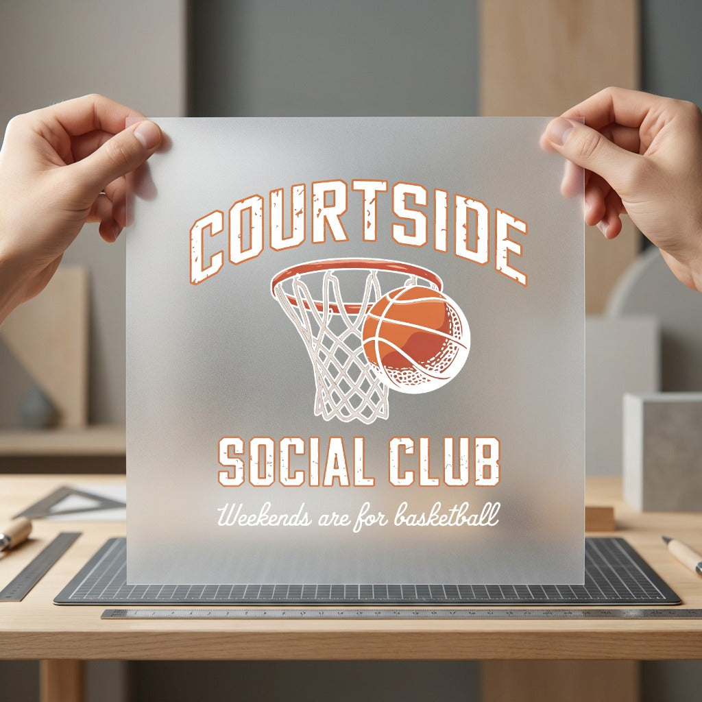 Courtside Social Club Basketball Vintage Retro Ready to Press DTF Transfer for Dtf