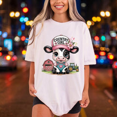 Cow Country Girl Farm Usa Country Ready to Press DTF Transfer for Dtf