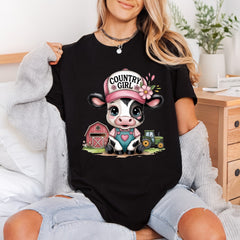 Cow Country Girl Farm Usa Country Ready to Press DTF Transfer for Dtf