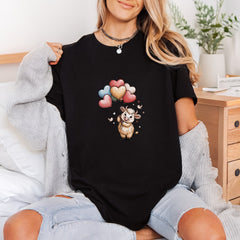 Cow Heart Balloons Kawaii Valentine Pet Ready to Press DTF Transfer for Dtf