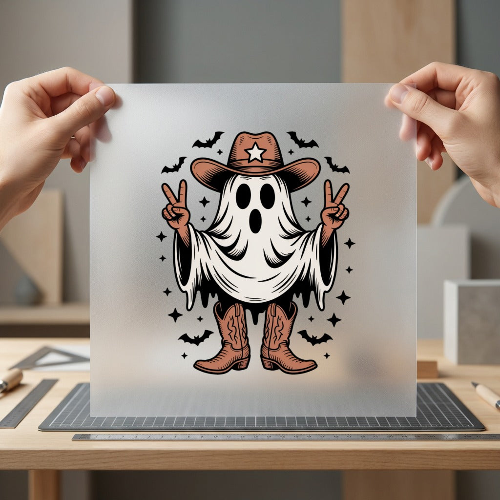 Cowboy Ghost Peace Sign Usa Halloween Ready to Press DTF Transfer for Dtf