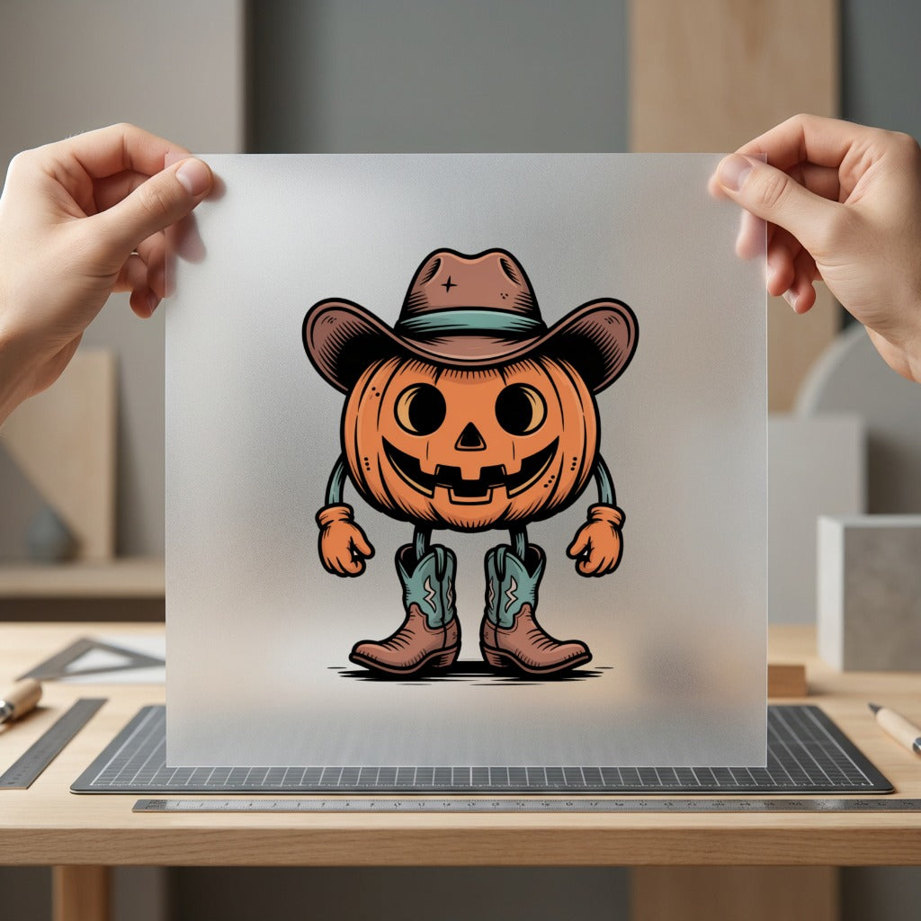 Cowboy Pumpkin Spooky Western Usa Halloween Ready to Press DTF Transfer for Dtf