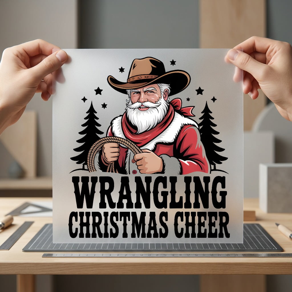Cowboy Santa Wrangling Christmas Usa Christmas Ready to Press DTF Transfer for Dtf