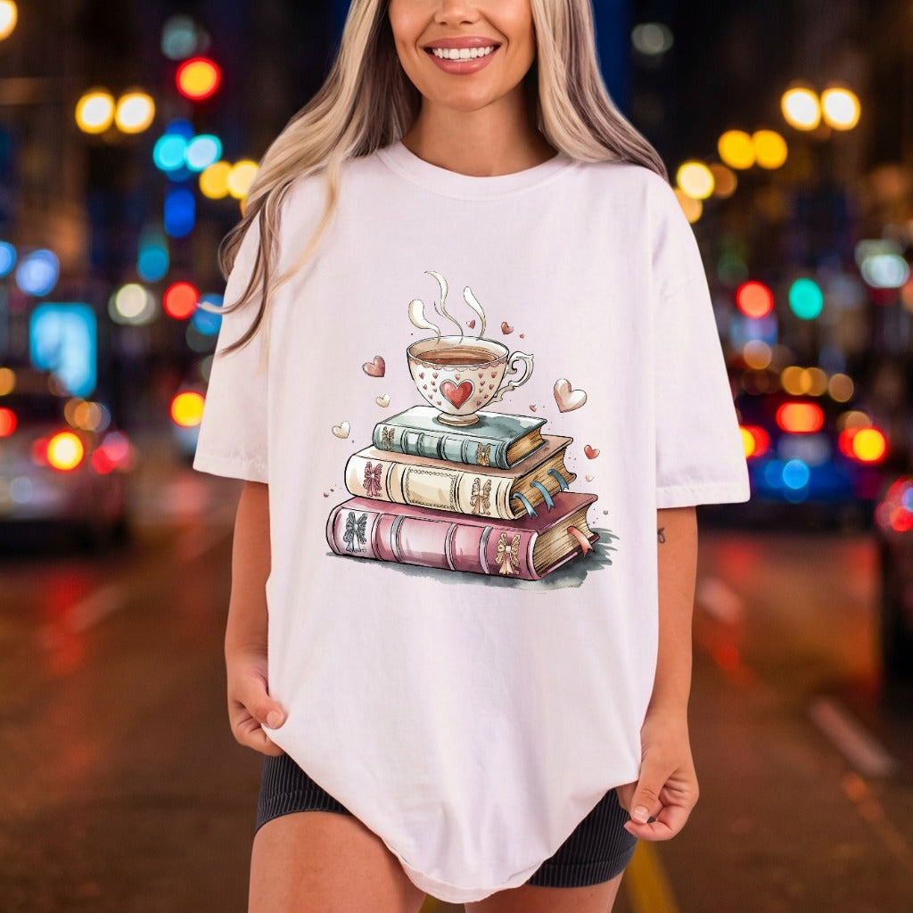 Cozy Bookstack Coffee Diy Cute & Kawaii Collection Cozy Cute Collection Ready to Press DTF Transfer for Dtf