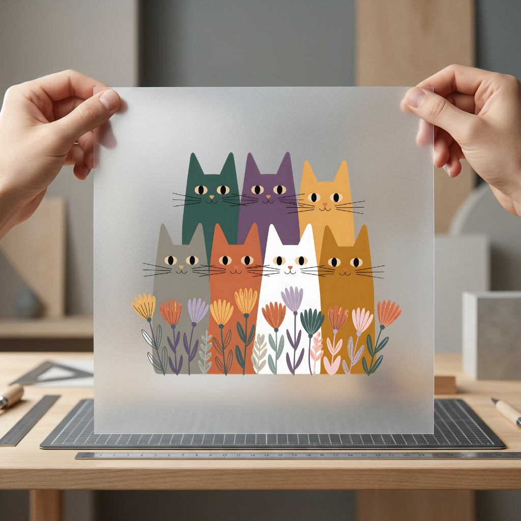 Cozy Cats Floral Garden Mom Dad Ready to Press DTF Transfer for Dtf