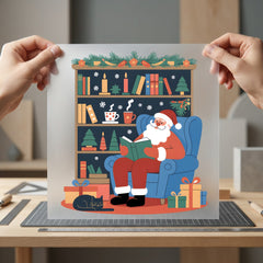 Cozy Reading Santa Christmas Christmas Winter Ready to Press DTF Transfer for Dtf