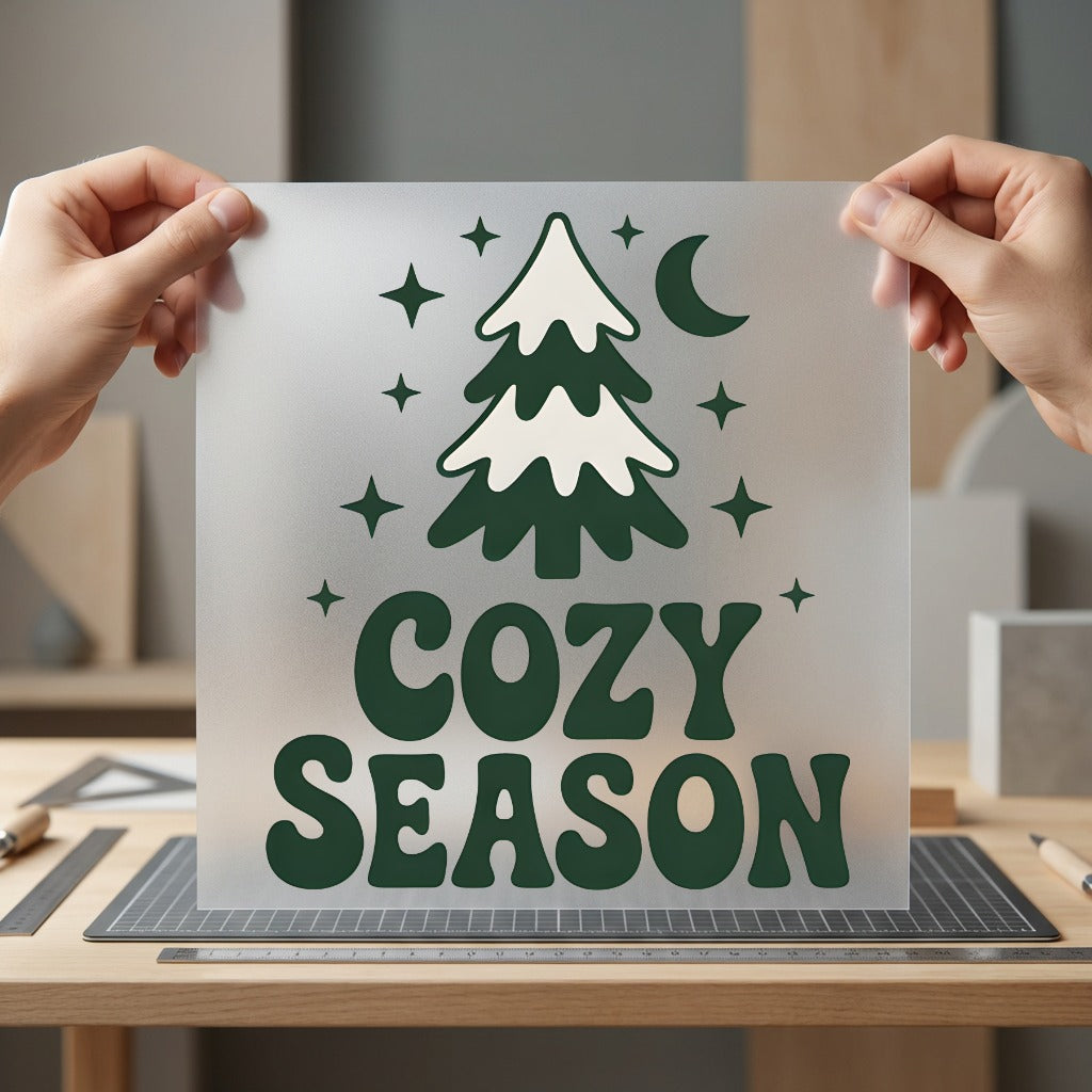 Cozy Season Evergreen Tree Christmas Winter Ready to Press DTF Transfer for Dtf