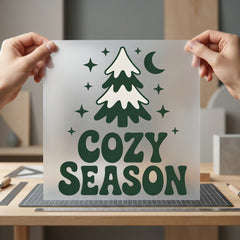 Cozy Season Evergreen Tree Christmas Winter Ready to Press DTF Transfer for Dtf