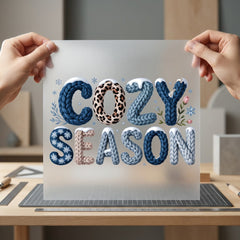 Cozy Season Winter Leopard Christmas Leopard Ready to Press DTF Transfer for Dtf