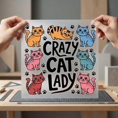 Crazy Cat Lady Retro Mom Dad Ready to Press DTF Transfer for Dtf