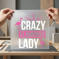 Crazy Flamingo Lady Fun Funny Pet Ready to Press DTF Transfer for Dtf