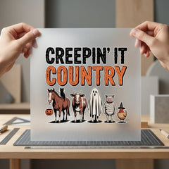 Creepin Country Halloween Spooky Usa Halloween Ready to Press DTF Transfer for Dtf