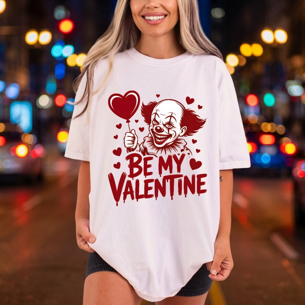 Creepy Clown Valentine Horror Halloween Valentine Ready to Press DTF Transfer for Dtf
