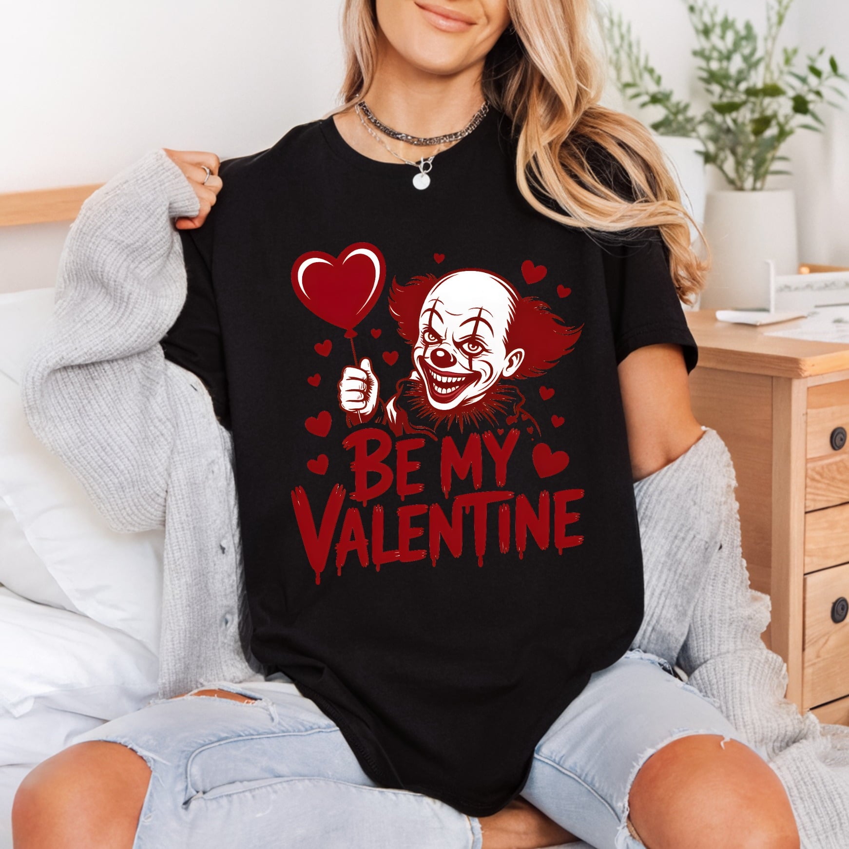 Creepy Clown Valentine Horror Halloween Valentine Ready to Press DTF Transfer for Dtf