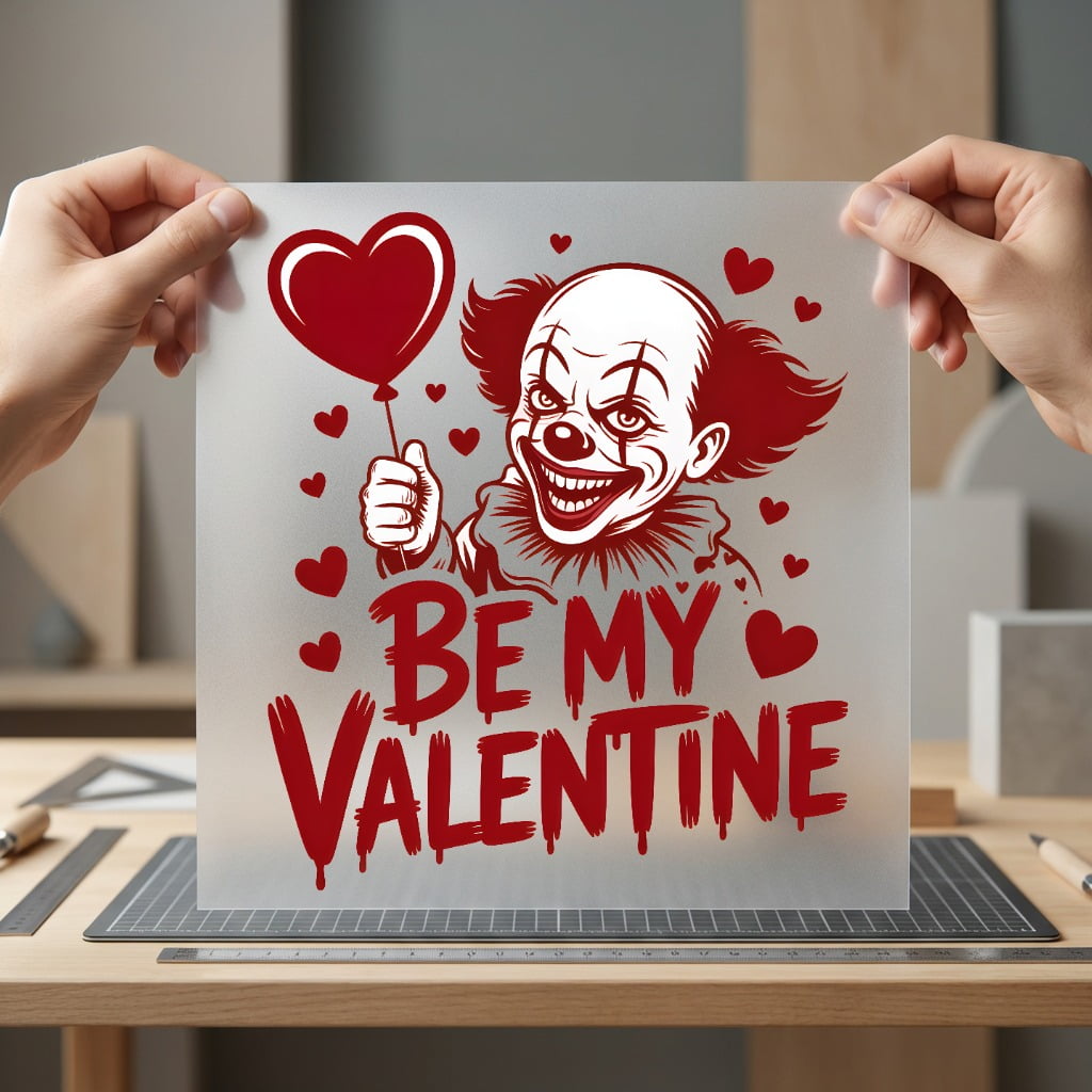 Creepy Clown Valentine Horror Halloween Valentine Ready to Press DTF Transfer for Dtf