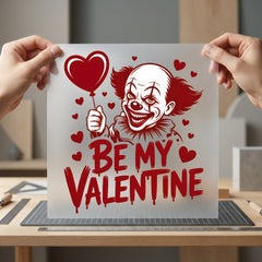 Creepy Clown Valentine Horror Halloween Valentine Ready to Press DTF Transfer for Dtf