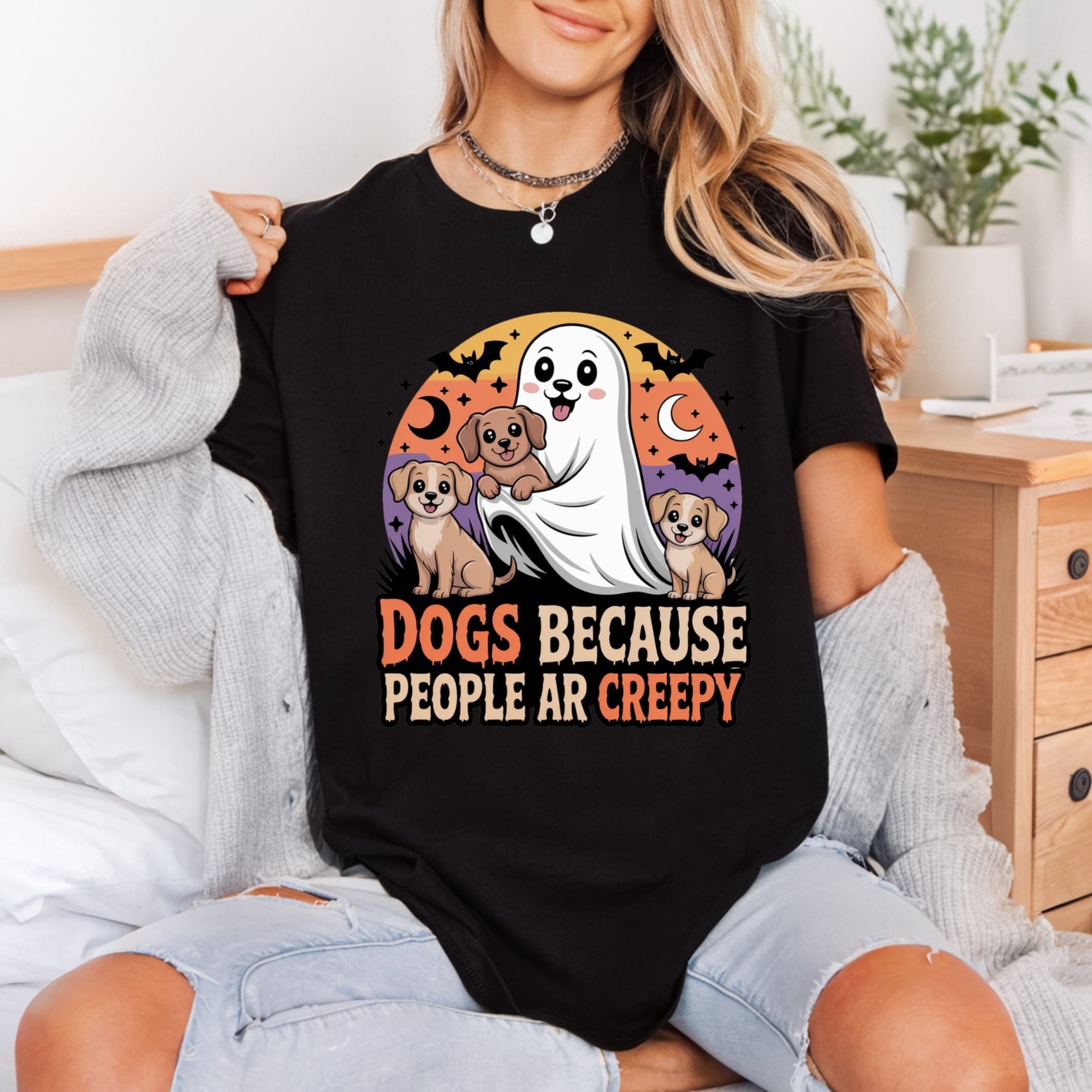 Creepy Ghost Dogs Halloween Halloween Funny Ready to Press DTF Transfer for Dtf
