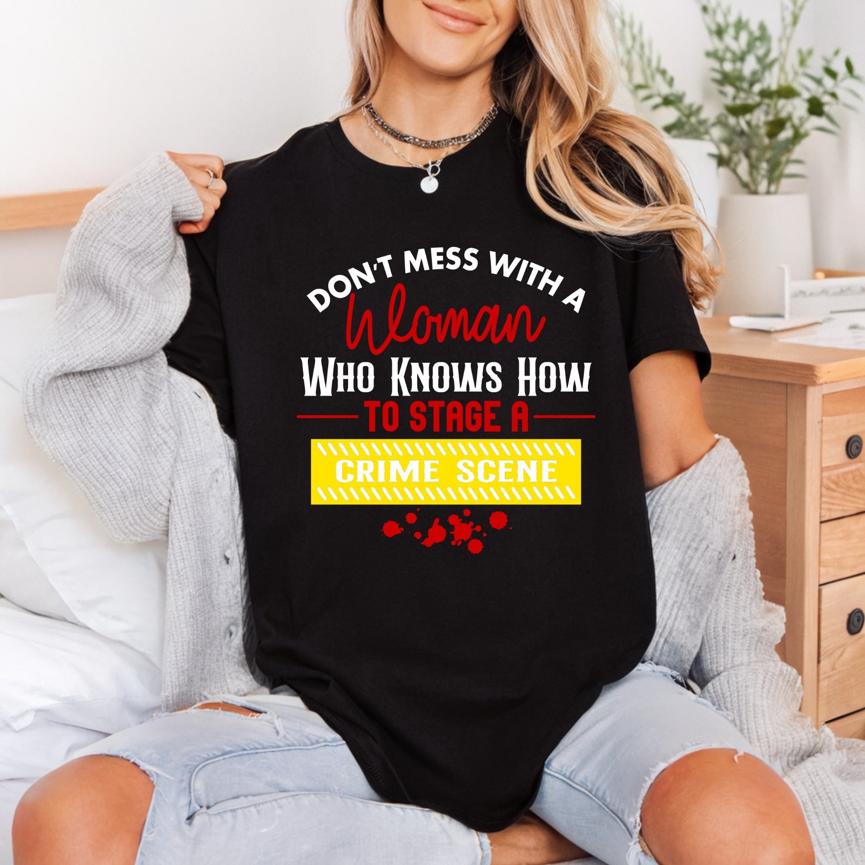 Crime Scene Woman Humorous Halloween Funny Ready to Press DTF Transfer for Dtf